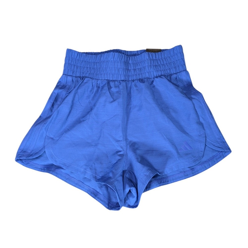 Adidas Pacer Woven High Rise Shorts Semi Lucid Blue Womens XS IW2173 NWT